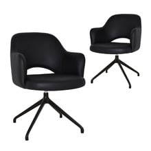 Lex Vinyl Trestle Armchairs (Set of 2)